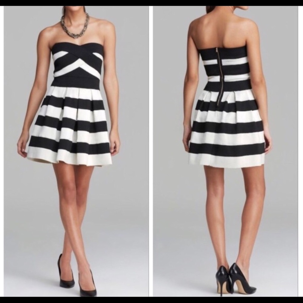 Black and ivory bandage stretch dress bcbgmaxazria